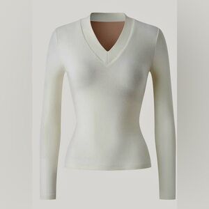 OGL Cream V-Neck Slimming Brami Top with Built-in Bra